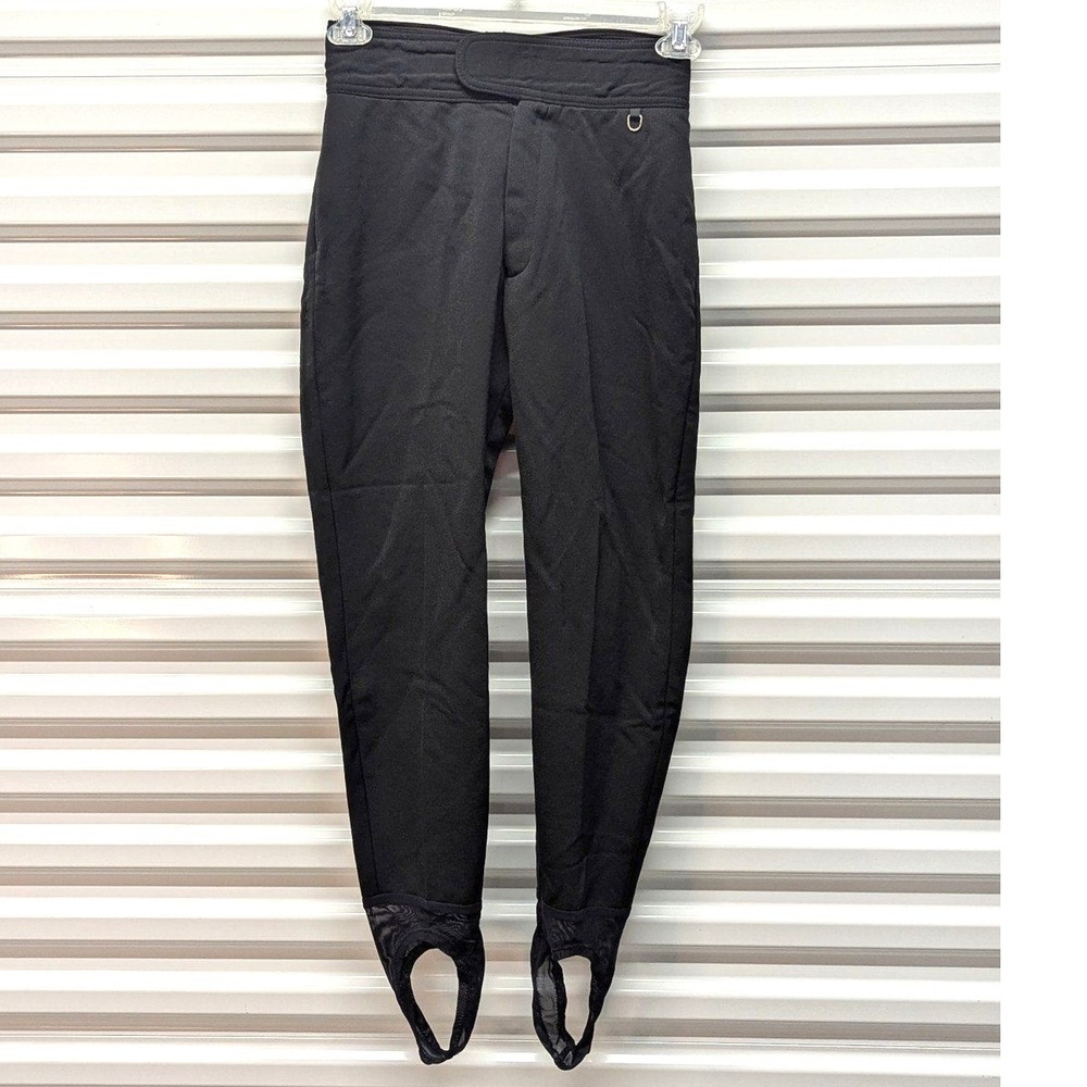 Vintage Schoeller of Switzerland Ski Stirrup Pants‎ Black Wool Blend Size 8 USA